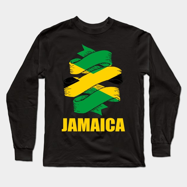 Jamaica Flag Jamaican Pride Gift Long Sleeve T-Shirt by Merchweaver